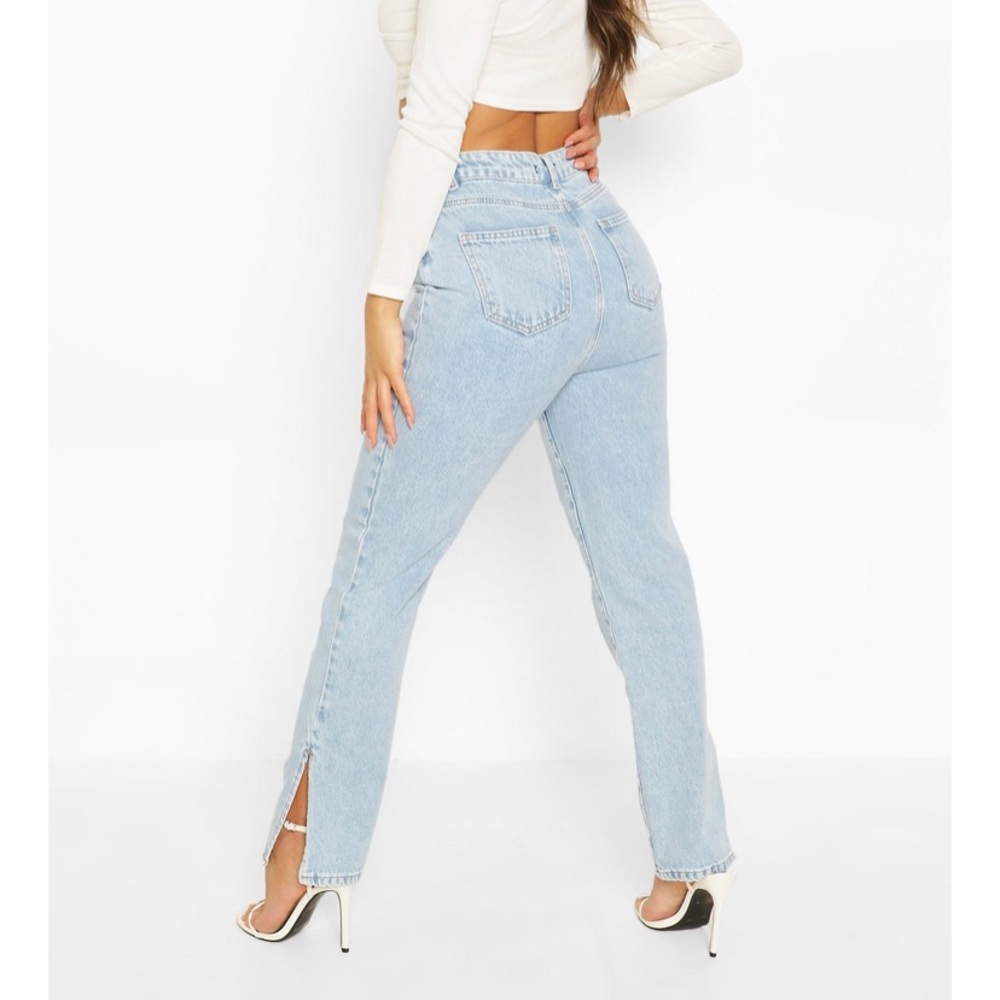 Petite Mid Wash Split Jeans